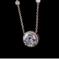 thumbnail image 3 of Silver Shop Round Cut Cubic Zirconia Halo Pendant 14K Rose Gold Finish Free Chain, 3 of 6