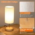 thumbnail image 2 of 3 Way Dimmable Touch Table Lamp TeqHome Desk Lamp Round wooden base with 2 USB Ports Nightstand Beside Lamp for Bedroom, 2 of 9