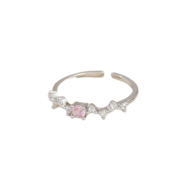 Minnieouse Anillo de apertura para mujer, decoración de circonita geométrica de Metal, anillos de moda ajustables, joyería para novia, regalo de fiesta, Ropa, zapatos y accesorios Miscelánea Plata Minnieouse AP014766-02