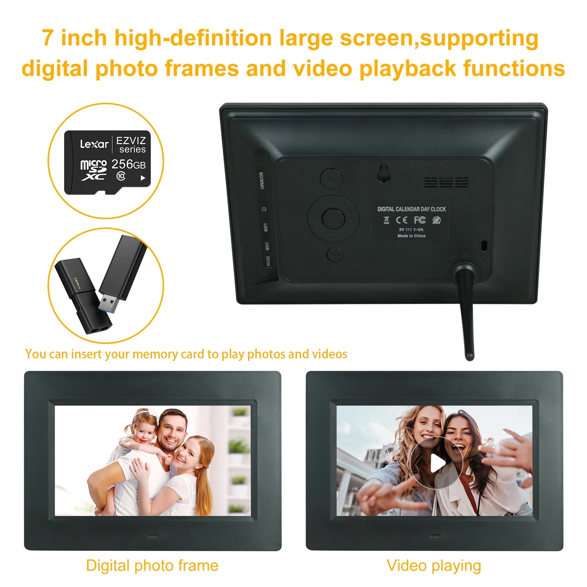 Digital Calendar Alarm Clock - Dementia Clocks for Seniors, Non-Abbreviated Memory Loss Clock with Date and Time for Elderly