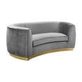 thumbnail image 3 of Homestock Modern Motifs Modern, Contemporary Velvet Upholstered Chair with Stainless Steel Base in Rich Metallic Finish, Living Room Furniture-Color:Grey and Gold,Size:Loveseat, 3 of 10