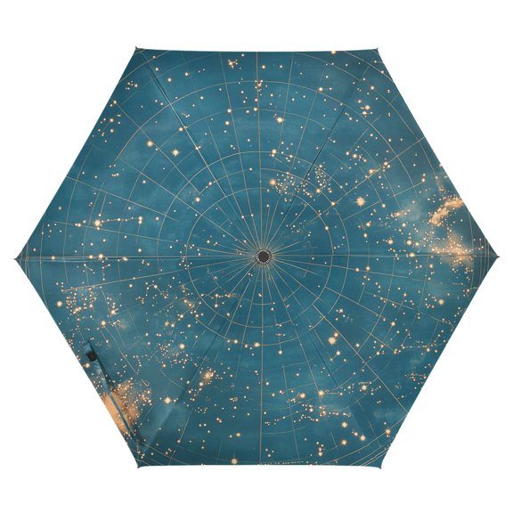 FORMRS Travel Umbrella Folding Auto Open Close Windproof Rain UV Protection, Star Map