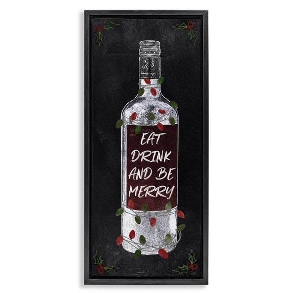 Stupell Industries Cottage Eat Drink Be Merry Black Floating Frame Canvas Art, 11 x 25, by Natalie Carpentieri
