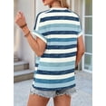 thumbnail image 4 of Women's Short Sleeve Shirts Outfits Stripe Dressy Clothes Tops for Casual Summer Blue Stripe-2 M, 4 of 8