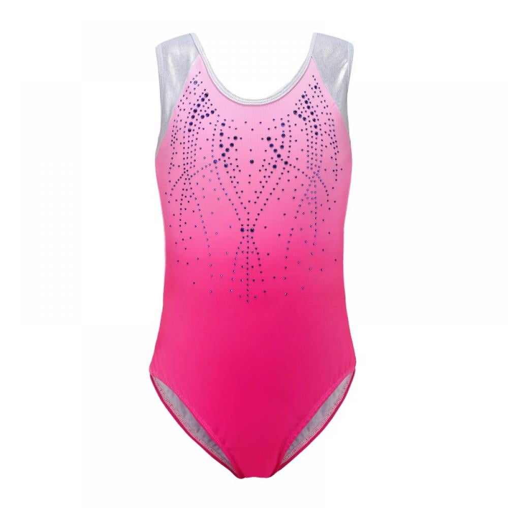 Girls Gymnastics Leotards One-Piece 5-14 Years Shiny Practice Outfit 