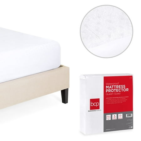 Waterproof Fitted Mattress Protector - Best Choice Products Waterproof Machine Washable Fitted Cotton Mattress Bed Protector Cover Sheet - Queen Size