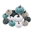 thumbnail image 2 of Pumpkin Decor 12pcs Artificial Fake Faux Velvet Foam Fabric Pumpkins Decoration for Fall Home Farmhouse Harvest Thanksgiving Decorative E, 2 of 8