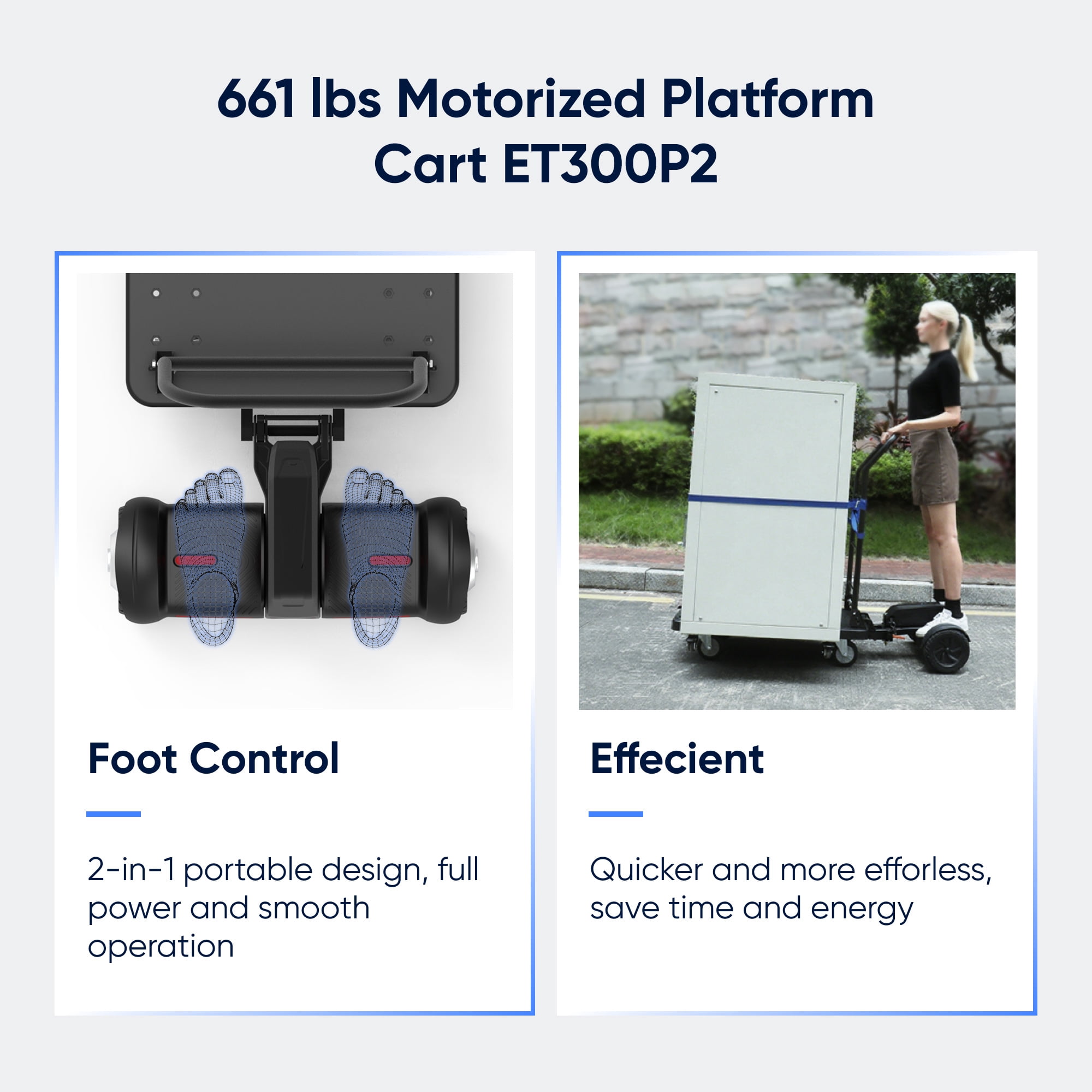 Electric Platform Truck,661lbs Capacity Heavy Duty Flatbed Cart, 1000W Powered Hand Truck Cart,15.5 Mile Endurance, for Warehouse High-Frequency Sorting, Stocking & Picking