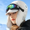 thumbnail image 4 of Njoeus Unisex Trapper Hat Warm Winter Bomber Hat with Ear Flap Windproof Ride Hats for Women Men Baseball Ski Cap with Goggles, 4 of 5