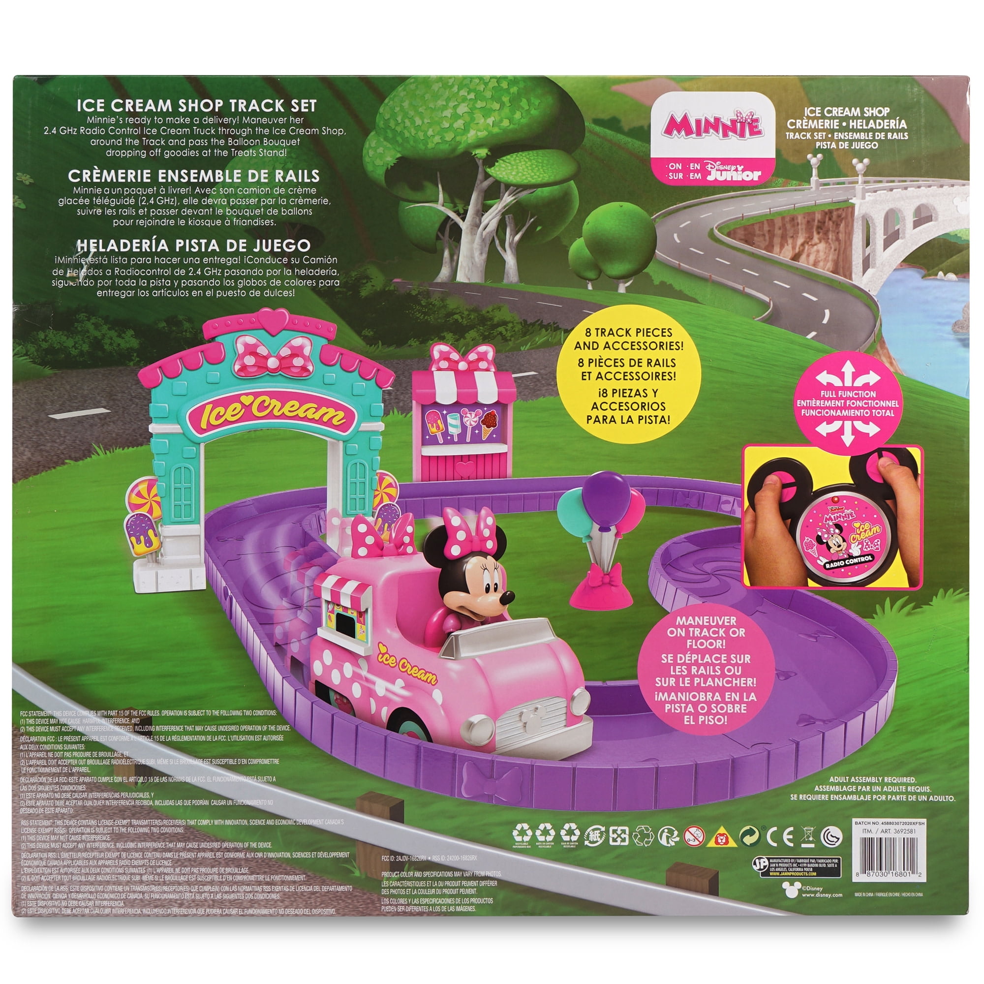 Disney Junior: R/C Track Set - Minnie Mouse Ice Cream Shop - 5.5" Remote Control Truck, 2.4 GHz Vehicle, Race Course Pieces & Accessories, Kids 3+