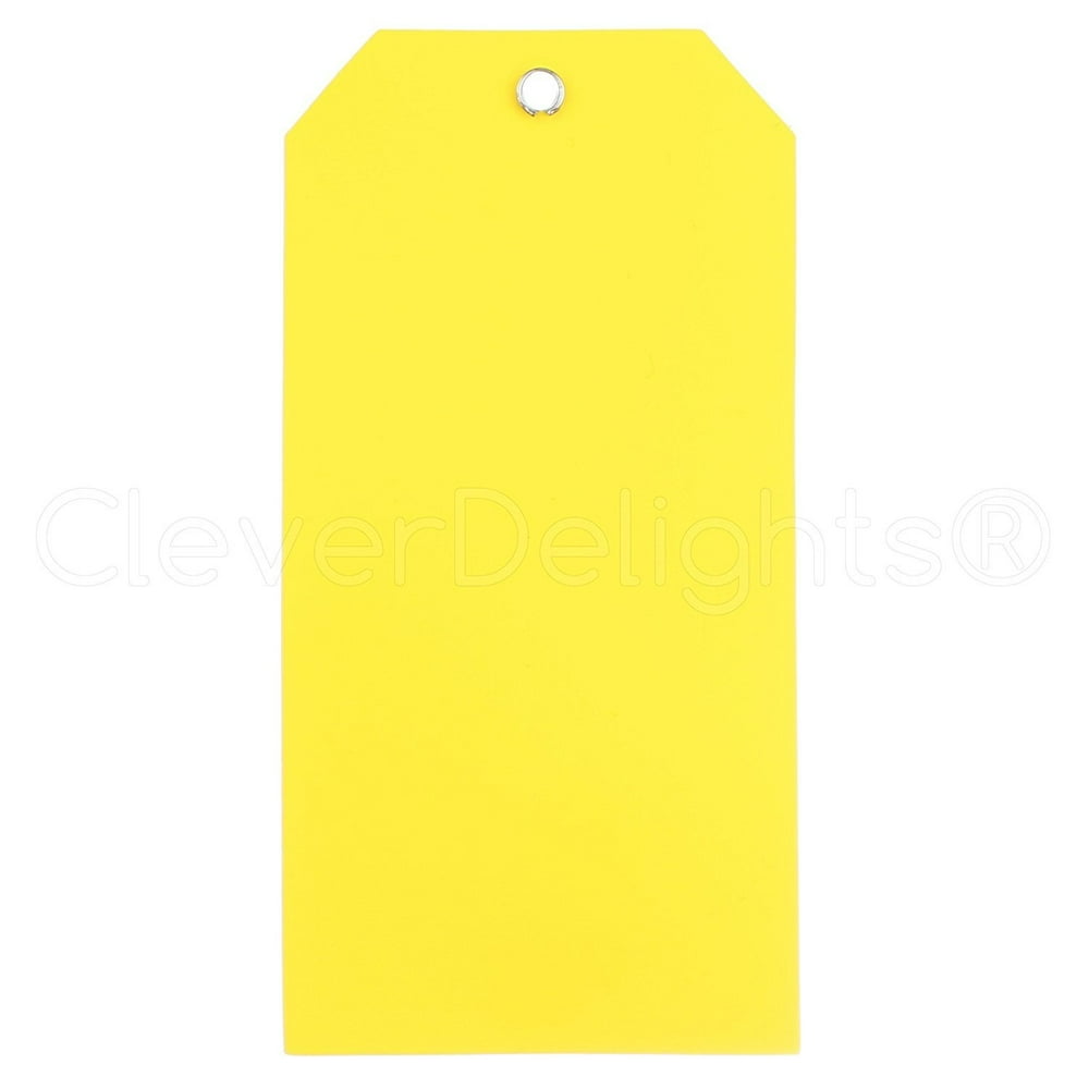 200 Pack CleverDelights Yellow Plastic Tags 4.75" x 2.375" Tear