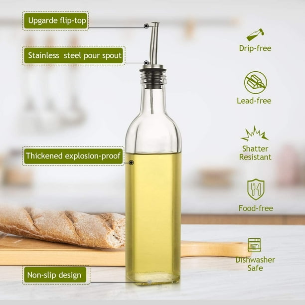  Aminno Kitchen Oil Dispenser Press and Measure Oil Dispenser  Bottle, Olive Oil and Vinegar 17oz/500ml Glass Bottles Drip Free Oil Pourer  Healthy Cruet,Black : Home & Kitchen