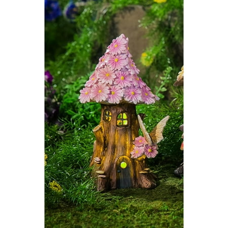 - Evergreen Enterprises Spring Petals Lighted Fairy House Statue