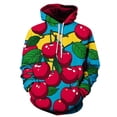 thumbnail image 3 of Nueva sudadera con capucha divertida con estampado de cerezas, moda de otoño, ropa deportiva con patrón de frutas, diseño informal y holgado, sudadera con capucha de calle para hombre 2024, 3 of 5