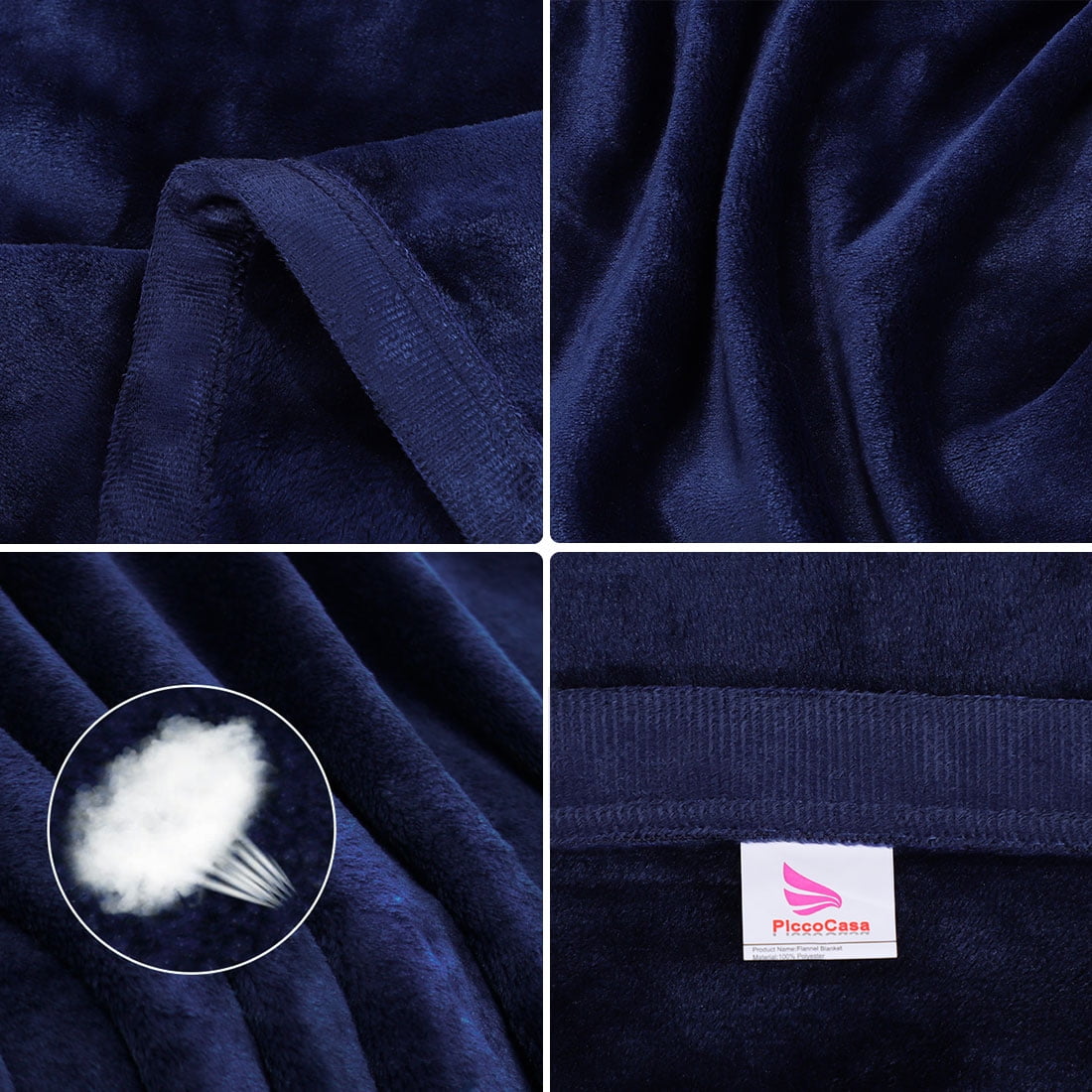 Unique Bargains Flannel Fleece Blanket Soft Wide Hemmed Queen Navy Blue
