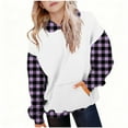 thumbnail image 2 of SELONE Sweatshirt with Hoodie for Boys Fleece Pullover Tops Plaid Sweatshirt Fall Winter Clothes with Pockets 3-14Y, 2 of 5