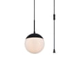 thumbnail image 3 of Living District LDPG6026BK Eclipse 1 Light Black Plug-In Pendant with Frosted White Glass, 3 of 3