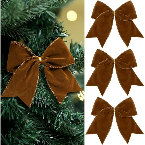 Dalrosia 12PCS Christmas Velvet Bows Rustic Wreath Gift Bows Vintage Xmas Velvet Ribbon Bow Holiday Ornaments for Christmas Tree Garland DIY Craft Wrapping Deco