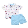 thumbnail image 1 of Little Boys Short Sleeve Button Down Shirts Tops Shorts Pants 2pcs Summer Outfits, 1 of 6