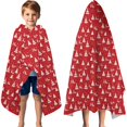 thumbnail image 3 of Red Christmas Tree Pattern Hooded Bath Towel，60"x35" for Ages 3 To 12 Kids, Quick Dry Lightweight Soft Microfiber Hood Beach Towel Cover Up for Kids, 3 of 7