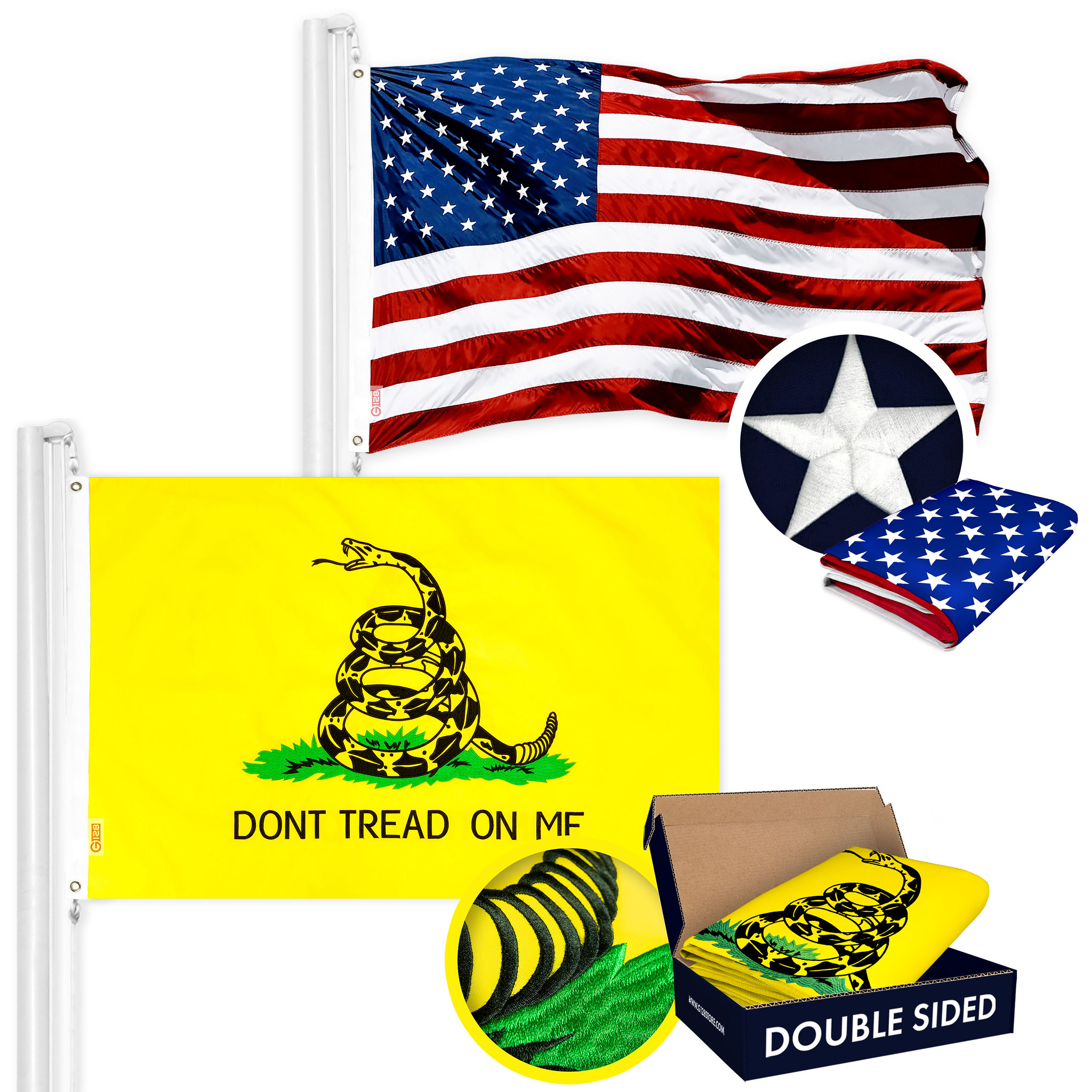 Trade Winds 4x6 Don't Tread On Me Gadsden Flag – Embroidered, Double Sided Nylon, USA Shipping
