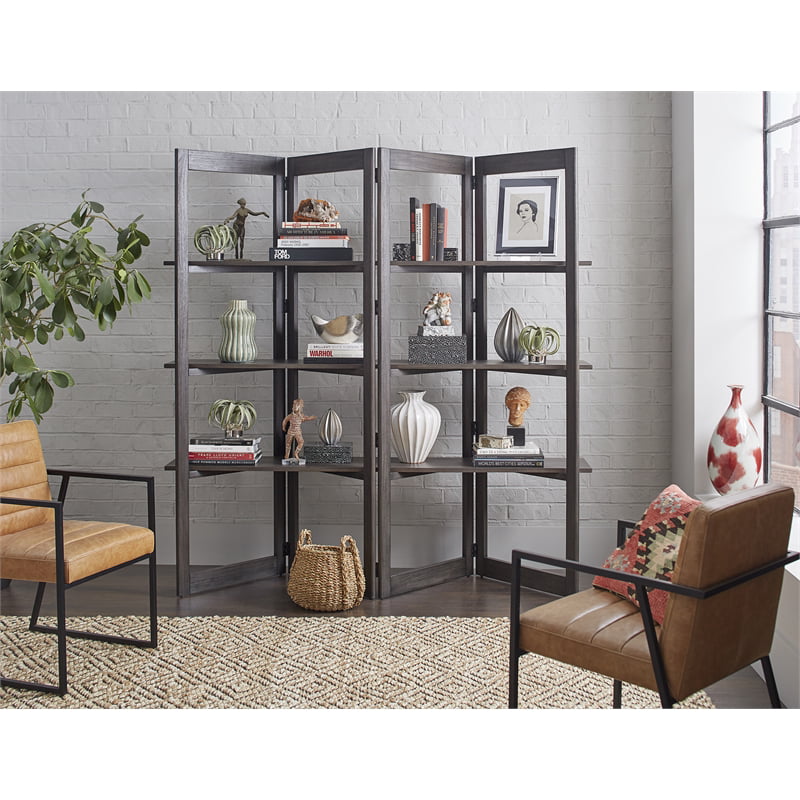 Woodford Solid Wood Bookcase Room, Dark Brown Wooden Bookcase