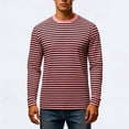 thumbnail image 2 of Afdoent Mens Long Sleeve T-Shirt Striped Crew Neck T Shirt Casual Comfortable Daily Fashion Tee Tops Vacation Tops, 2 of 4