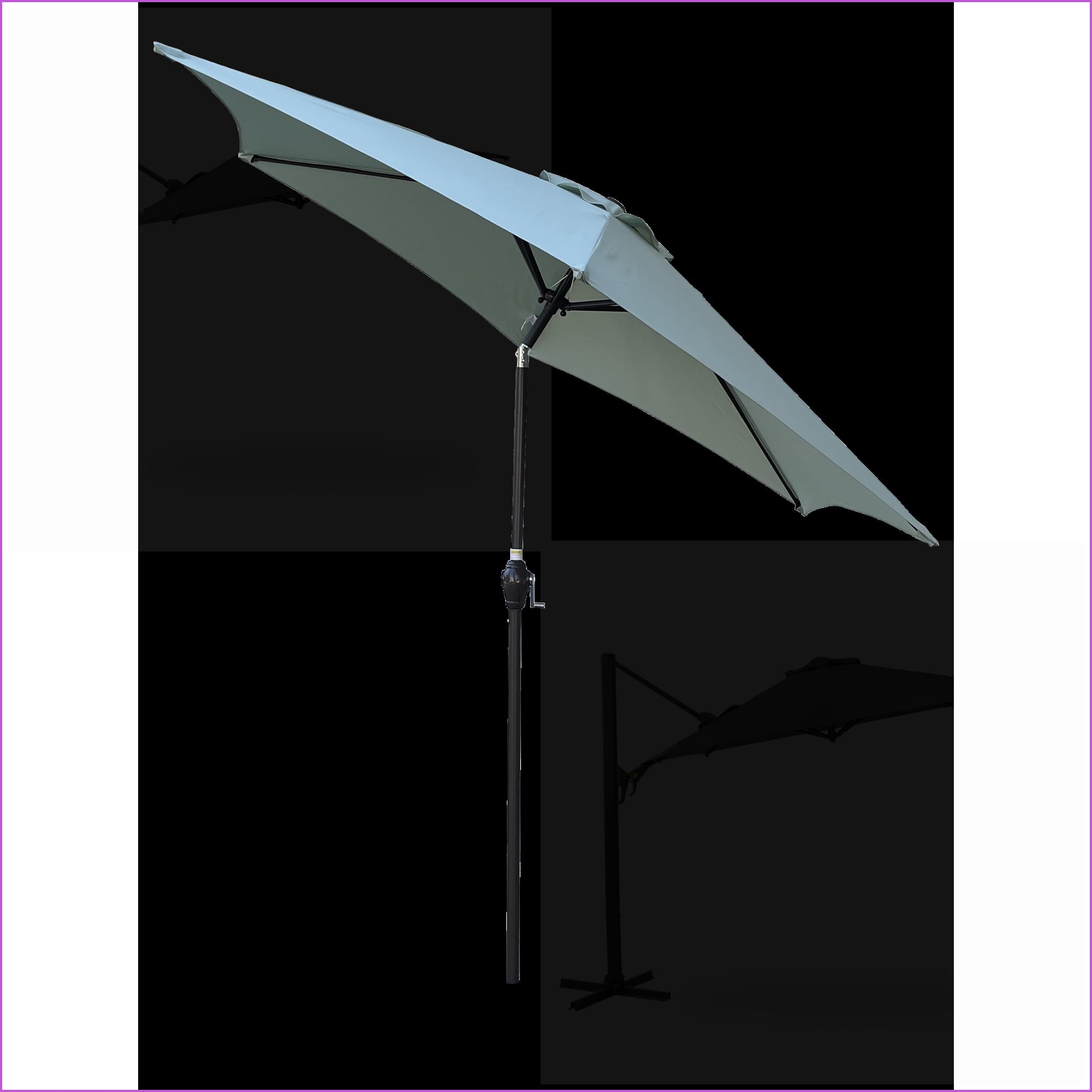Patio Umbrella 9ft Outdoor Patio Sage Green UPF 40+ UV Resistant Crank Tilt | Metal | Multicolor