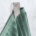 thumbnail image 4 of Cotton Highly Absorbent 12-Piece Solid and Checkered Border Towel Set, Basil, by Superior, 4 of 7