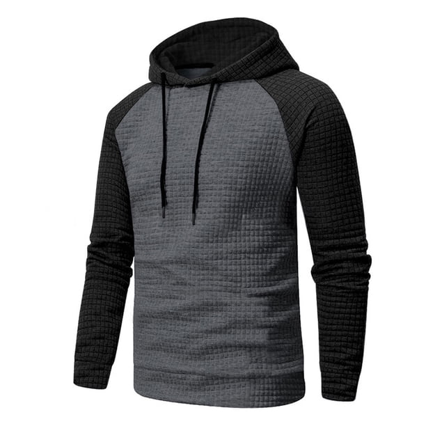 Sudadera con capucha para hombre, informal, deportiva, con cuello alto, botones, patchwork, manga larga, sudadera tipo jersey, blusa para hombre
