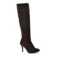 thumbnail image 6 of KIJBLAE Women's Over The Knee Boots High Heel Faux Leather Pointed Toe Stilettos Chunky Heel Thigh High Boots Winter Booties Matte brown 43, 6 of 7