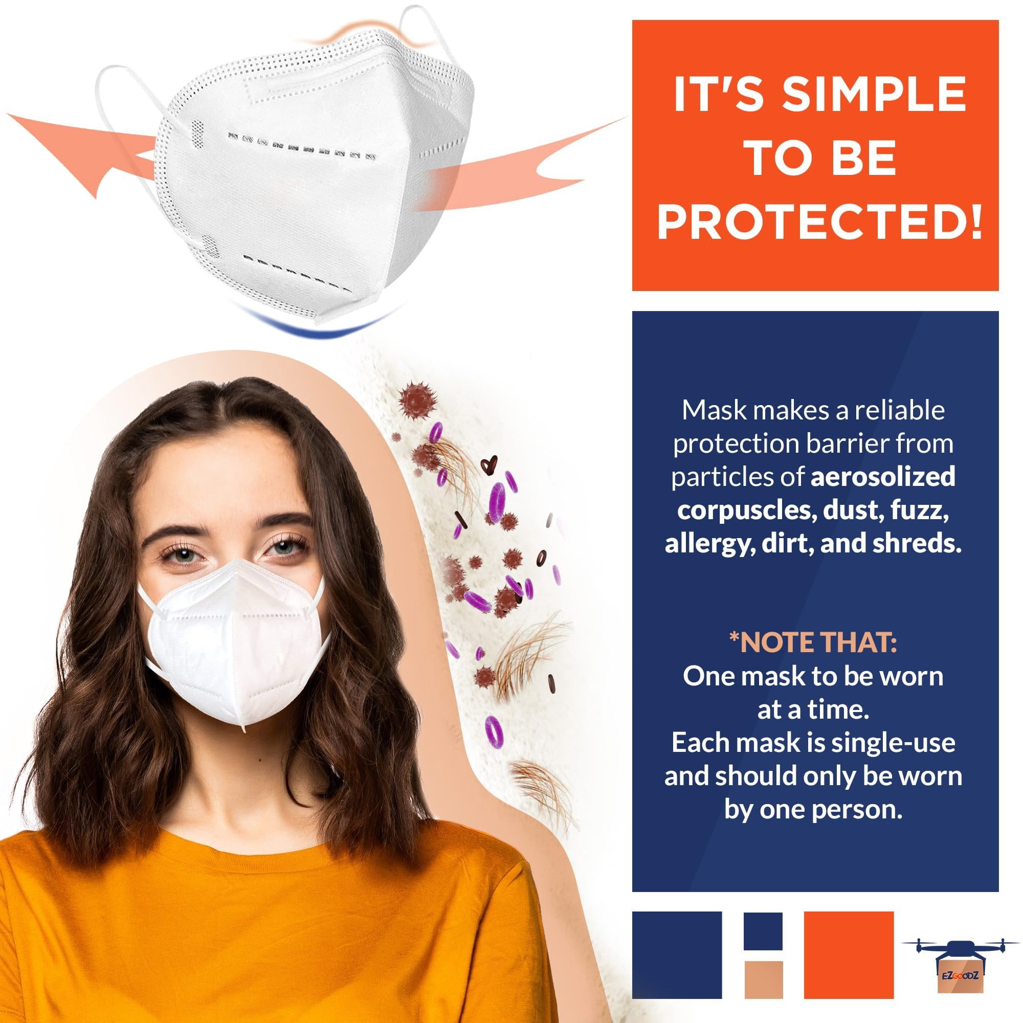 White Cup Dust Safety Masks, Disposable PP Face Masks, 1000 Count, One Size