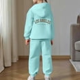 thumbnail image 4 of NIEWTR 4-5 Years Toddler Baby Kids Girls Clothes 2-Piece Outfit Set Fall Winter Round Neck Long Sleeve Casual Top and Joggers Pants Unisex Loungewear Set A136-Sky Blue, 4 of 7