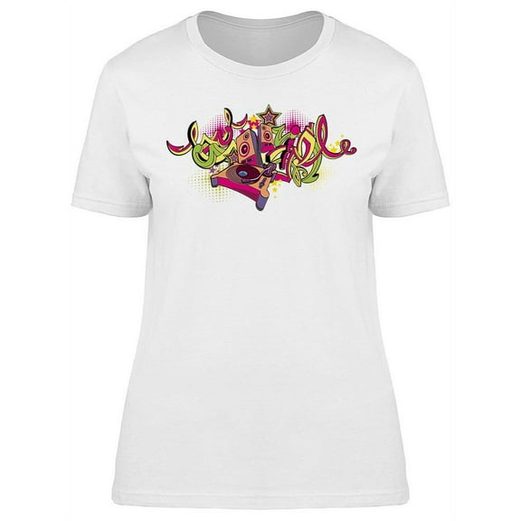 Colorful Turntable Graffiti T-Shirt Women -Image by Shutterstock, Female x-Large