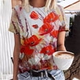 thumbnail image 2 of Blusa informal de manga corta con cuello redondo y estampado de verano a la moda para mujer Pompotops  hfajkhk134764, 2 of 5