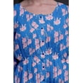 thumbnail image 4 of Bimba Robe Midi à Manches Longues pour Femmes, Coupe Décontractée, Imprimée de Feuilles Bleues et de Roses, Boutonnée - Petit, 4 of 7