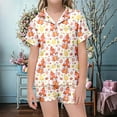 thumbnail image 2 of LUOGENLI Pyjamas pour Filles Taille 19 Shorts 2 Ensembles de Pyjama pour Enfants avec Imprimé Pygmée de Pâques et Imprimé Oeuf de Pâques Chemise à Manches Courtes Boutonnée Shorts Ensembles de Pyjama Orange 2-3 Ans, 2 of 6