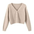 thumbnail image 6 of Cardigans for Women Lightweight Long Sleeve V Neck Open Front Thin Knit Sweater Outerwear Casual Spring Fall Button Down Beige M, 6 of 6
