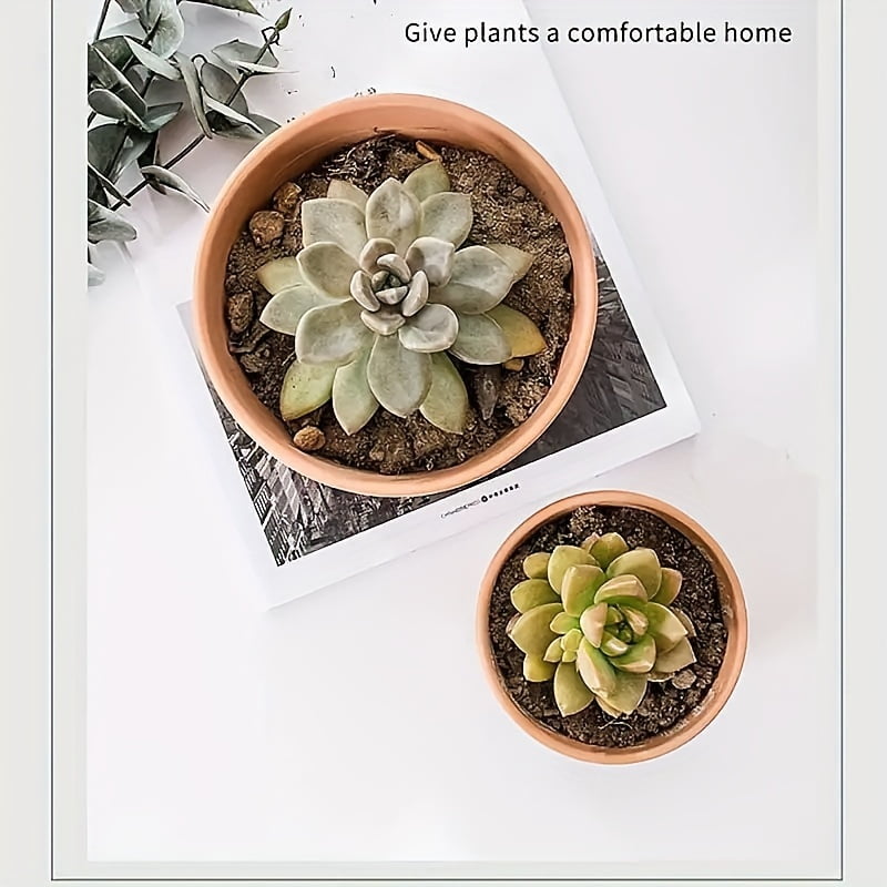 3 Sets, Shallow Terracotta Pots Plant Pots Clay Pottery Planter In Different Sizes(8.2inch/6.7inch/5.5inch) With Drainage Hole Cactus Succulent Flower Nursery Pots Great For Plants,Crafts