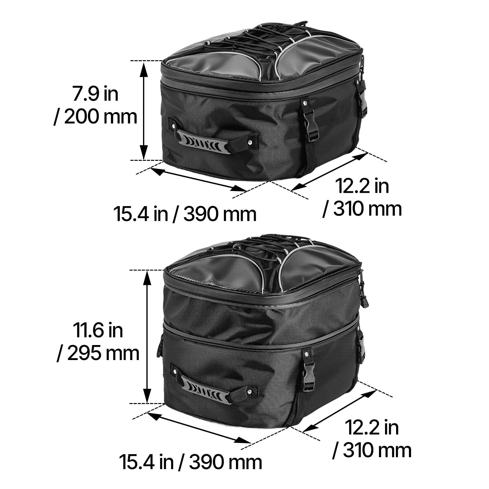 Motorcycle Tail Bag, 22-34 L Expandable Motorcycle Rear Seat Bag with Waterproof Rain Cover, Outdoor Sports Motorbike Luggage Storage Backpack Handbag with Straps, Pocket & Elastic Cord, Black