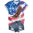 thumbnail image 6 of felwors Women's Casual Patriotic Graphic T-Shirt – USA Flag, Eagle, Statue of Liberty & Fireworks Print, Short Sleeve Crew Neck Tee for 4th of July Events (Watermelon Red, L), 6 of 8