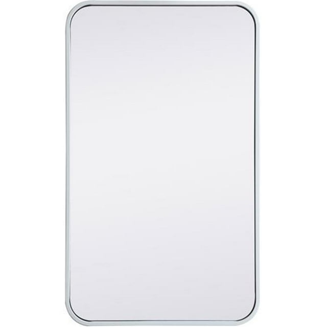 Elegant Lighting MR801830WH 18 x 30 in. Soft Corner Metal Rectangular Mirror, White