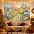 thumbnail image 3 of Golden Brick Road in Fantasy Meadow with Glowing Mushrooms, Dreamy Fantasy for Nature Lovers, Enchanted Landscape Art, Mother's Day Gift, Tapestry Wall Hanging for Bedroom and Living Room, 3 of 7