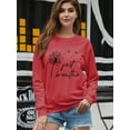 thumbnail image 6 of ZXSXSY Women Dandelion Just Breathe Letter Printed Crew Neck Long Sleeves Pullover, 6 of 7