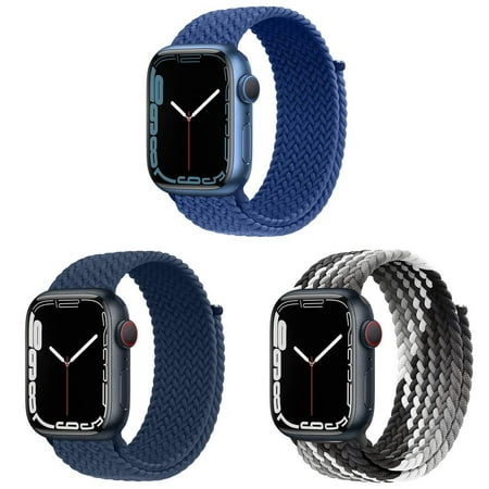 BXUXOHS (1/3Pack) Braided Solo Loop for Apple Watch Bands 44mm 45mm 40mm 49mm 38mm 41mm 42mm for Women Men, Elastic Adjustable Velcro Nylon Sport Strap for iWatch Series Ultra SE 8 7 6 5 4 3 2 1 Nike