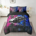 thumbnail image 2 of Erosebridal Black Sport Car Bed in a Bag Full size,Geometric Plaid Bed Set,Extreme Sports Bedding Full Size,Microfiber Buffalo Room Decor,Reversible,7pcs, 2 of 6