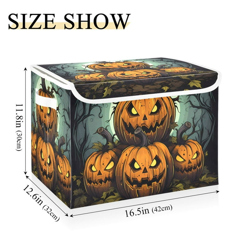 Pumpkins with Branch Halloween Large Lidded Bin Foldable Storage
