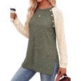 thumbnail image 3 of OALUXE Long Sleeve Shirts for Women Casual Tunic Tops Loose Fit Lightweight Sweaters Color Block, 3 of 7