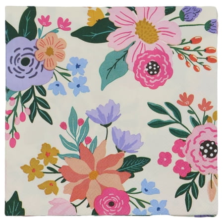 Celebrate It Flower Print Lunch Napkins Decorative Floral Paper Tissue Multicolor 6.5 12 Pack (240 Total)