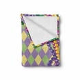 thumbnail image 2 of Mardi Gras Soft Flannel Fleece Throw Blanket, Mardi Gras Celebration Beads in Vibrant Graphic Style on Diamond Line Pattern, Cozy Plush for Indoor and Outdoor Use, 50" x 70", Multicolor, by Ambesonne, 2 of 6